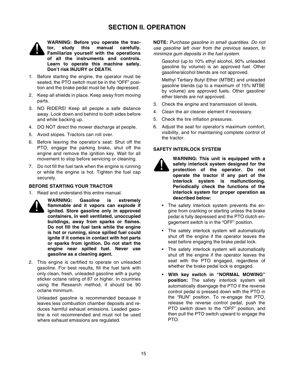 Cub Cadet GT-2550 User Manual | Page 15 / 56
