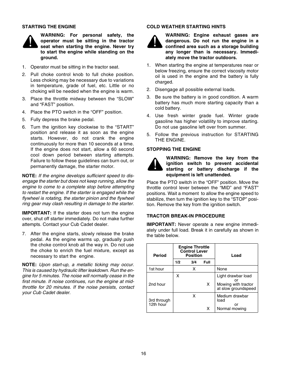 Cub Cadet GT-2550 User Manual | Page 16 / 56