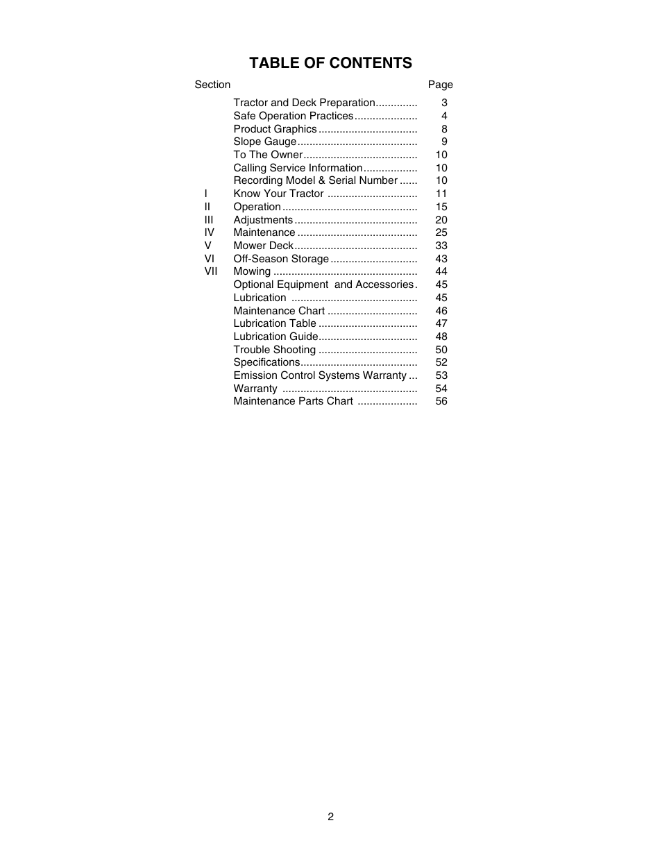 Cub Cadet GT-2550 User Manual | Page 2 / 56