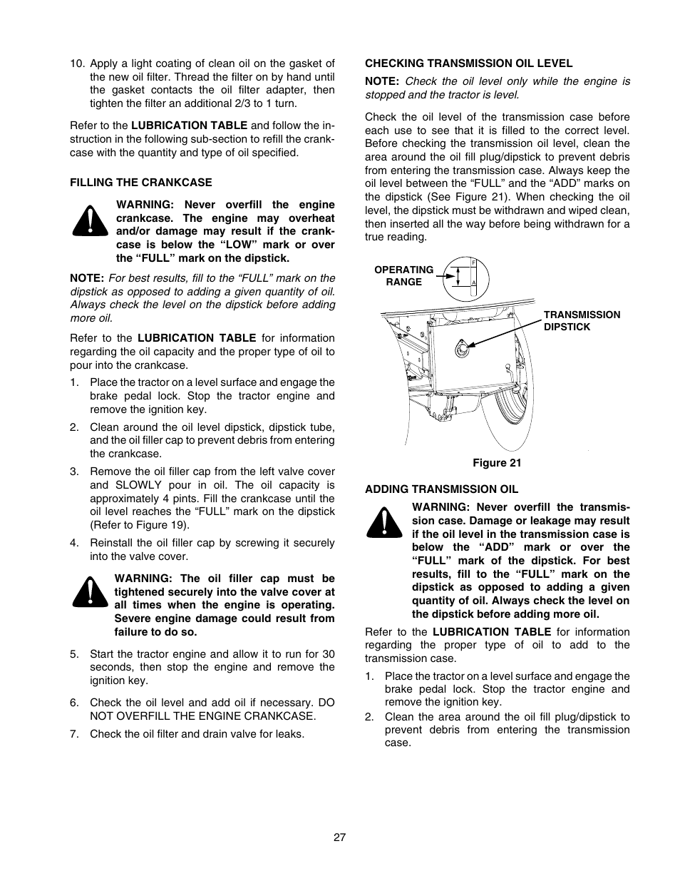 Cub Cadet GT-2550 User Manual | Page 27 / 56
