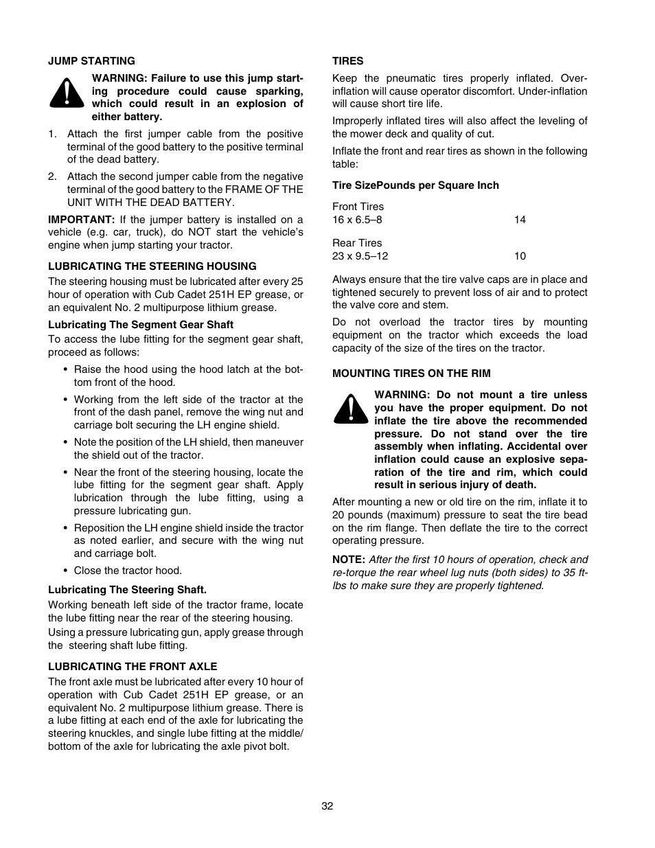 Cub Cadet GT-2550 User Manual | Page 32 / 56