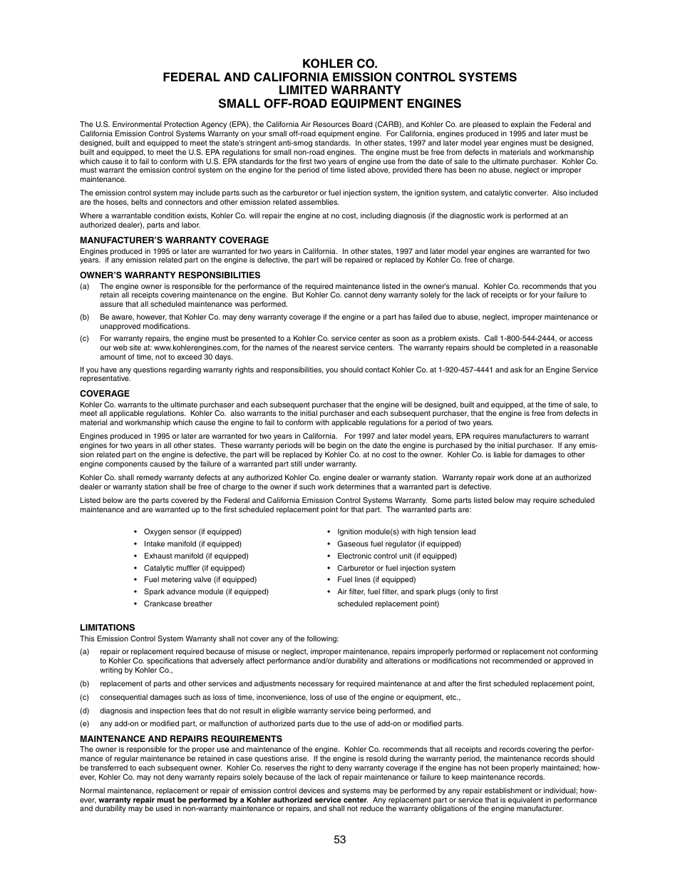 Cub Cadet GT-2550 User Manual | Page 53 / 56