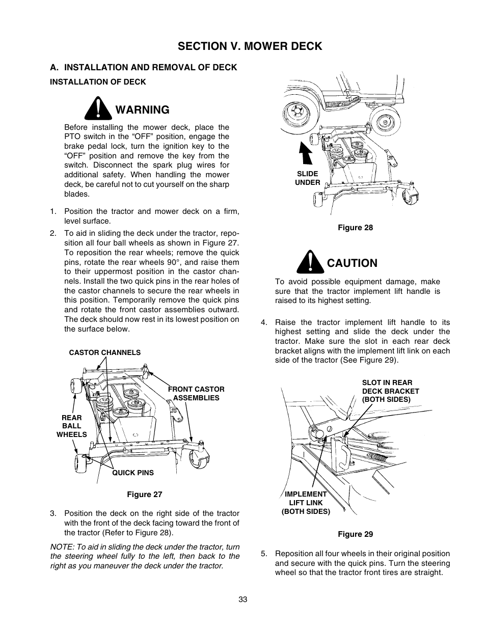 Warning, Caution | Cub Cadet GT-2554 User Manual | Page 33 / 60