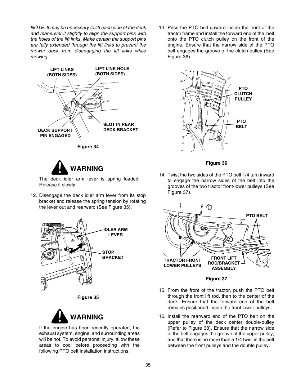 Warning | Cub Cadet GT-2554 User Manual | Page 35 / 60