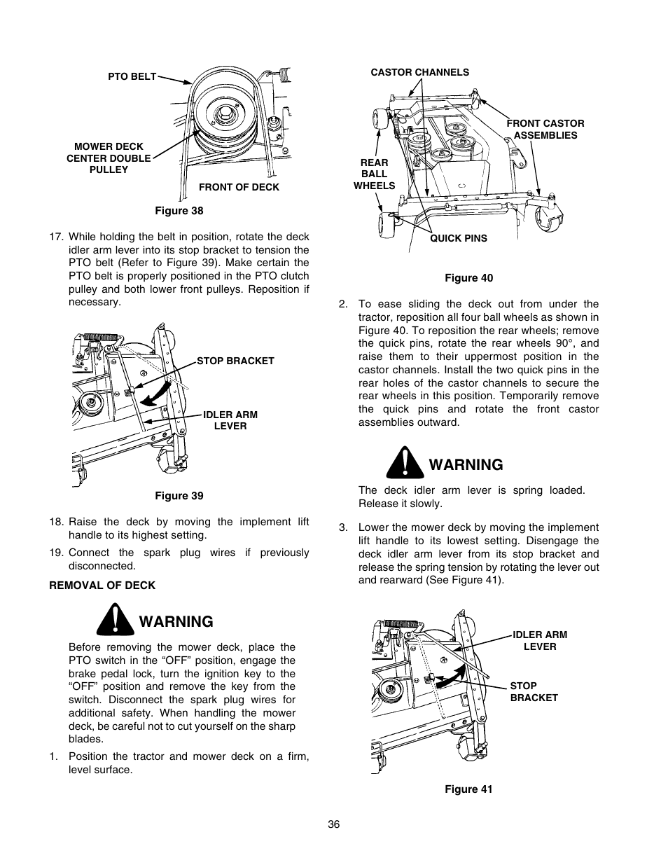 Warning | Cub Cadet GT-2554 User Manual | Page 36 / 60