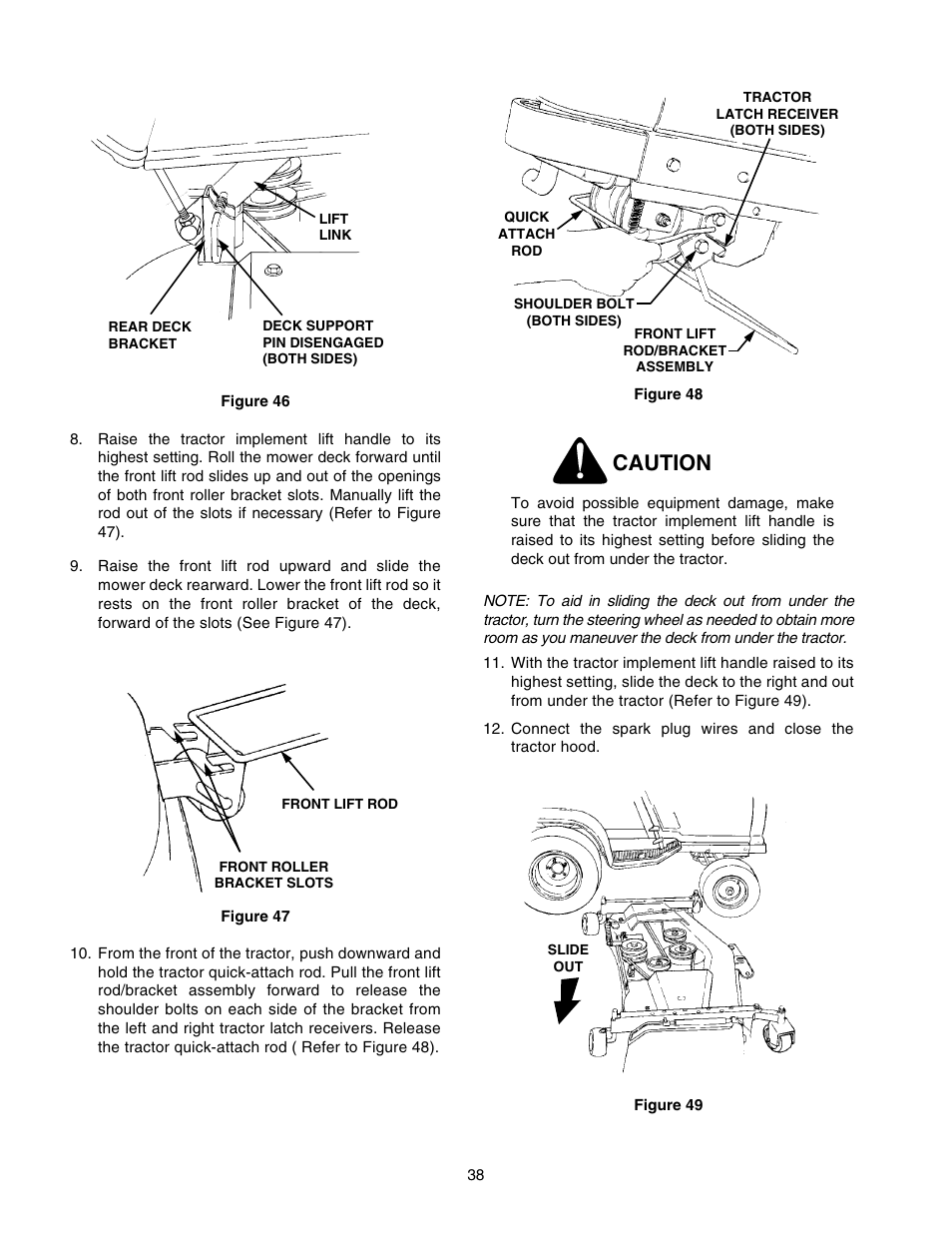 Caution | Cub Cadet GT-2554 User Manual | Page 38 / 60