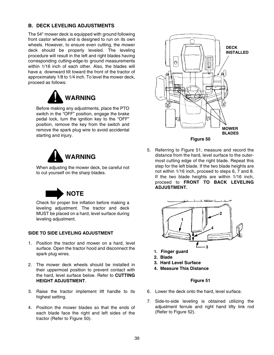 Warning | Cub Cadet GT-2554 User Manual | Page 39 / 60