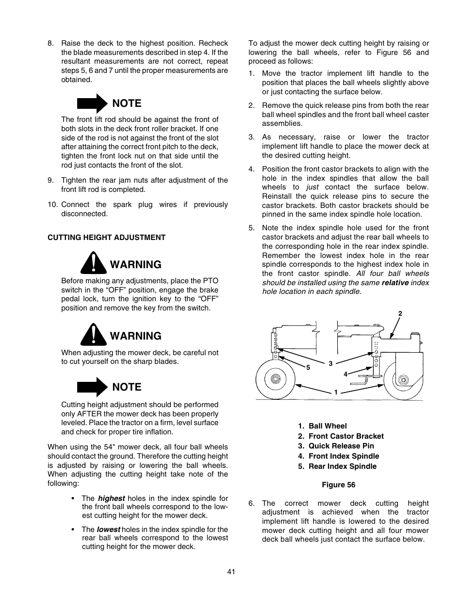 Warning | Cub Cadet GT-2554 User Manual | Page 41 / 60