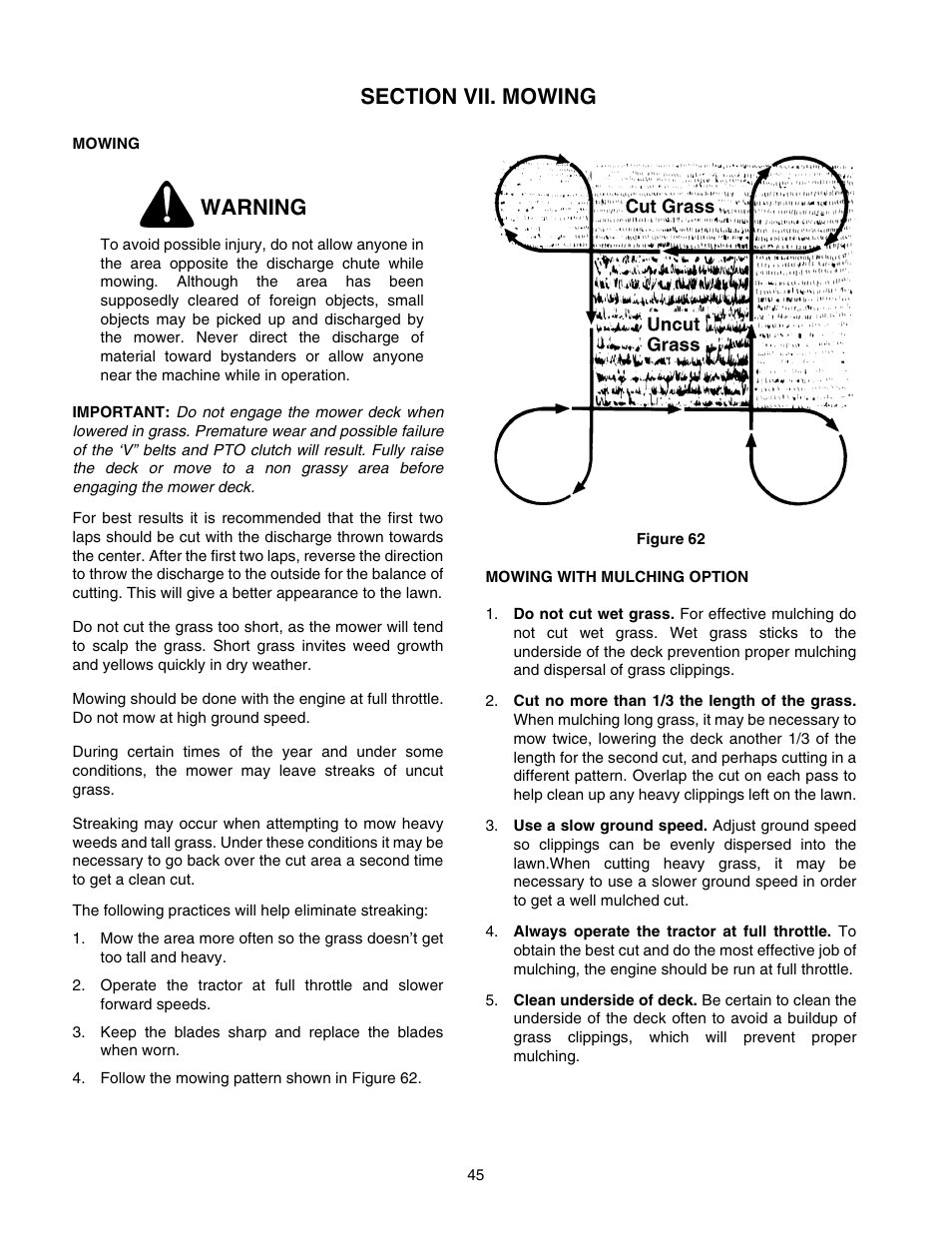 Warning | Cub Cadet GT-2554 User Manual | Page 45 / 60