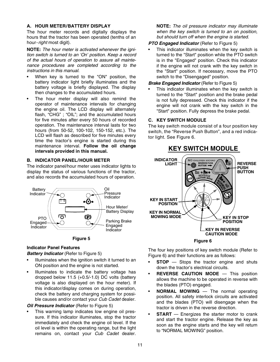 Key switch module | Cub Cadet GT-2554 User Manual | Page 11 / 56