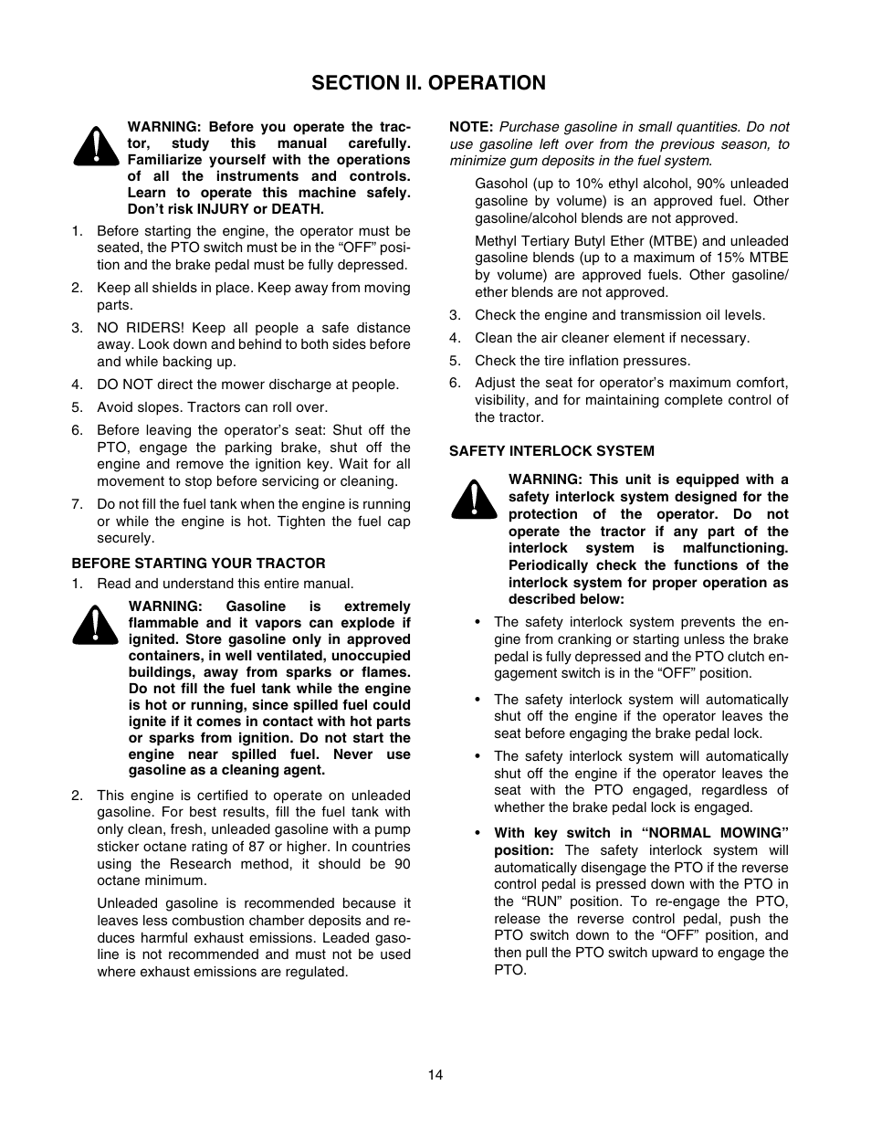 Cub Cadet GT-2554 User Manual | Page 14 / 56