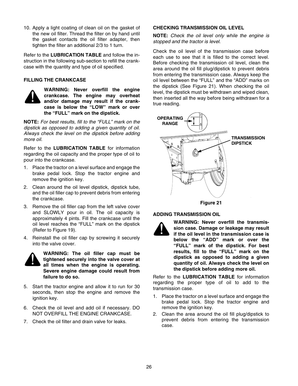 Cub Cadet GT-2554 User Manual | Page 26 / 56
