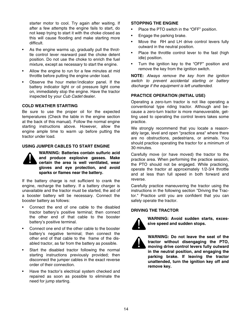 Cub Cadet RZT42 User Manual | Page 14 / 52