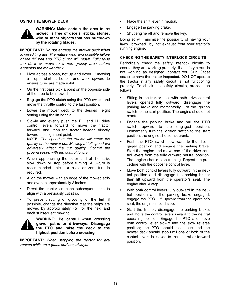Cub Cadet RZT42 User Manual | Page 18 / 52