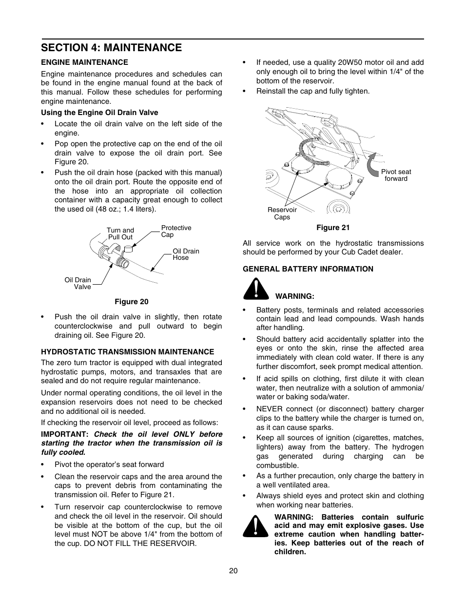 Cub Cadet RZT42 User Manual | Page 20 / 52