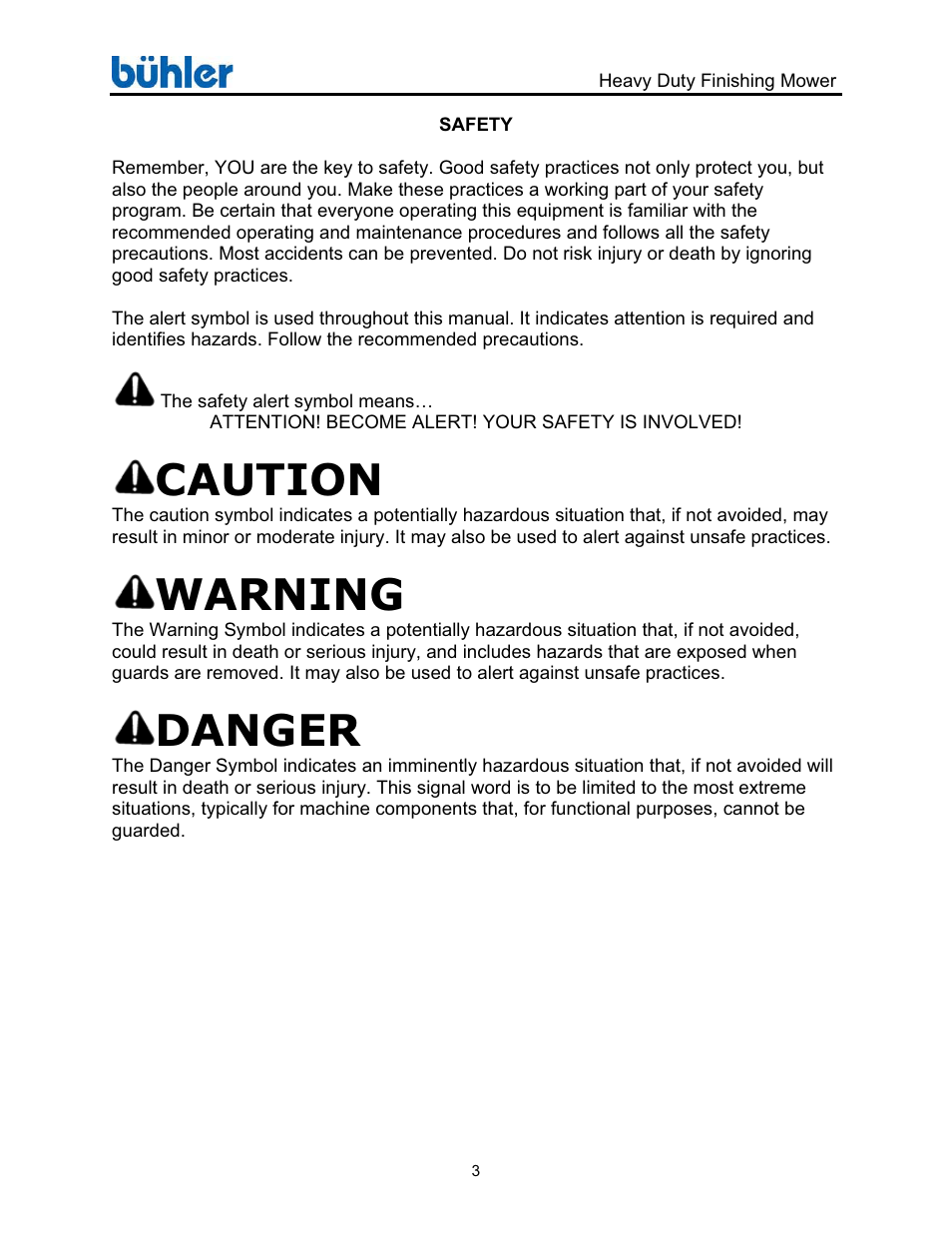 Caution, Warning, Danger | Buhler FK369 User Manual | Page 7 / 48