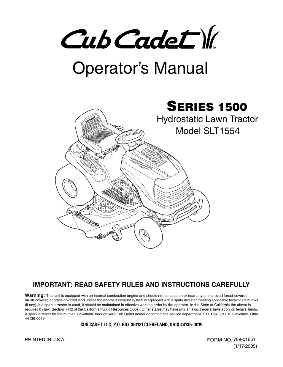 Cub Cadet SLT-1554 User Manual | 36 pages