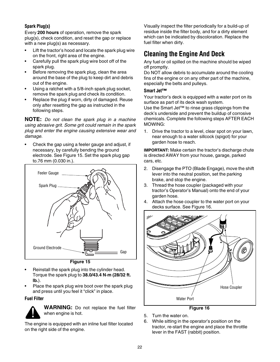 Cleaning the engine and deck | Cub Cadet SLT-1554 User Manual | Page 22 / 36