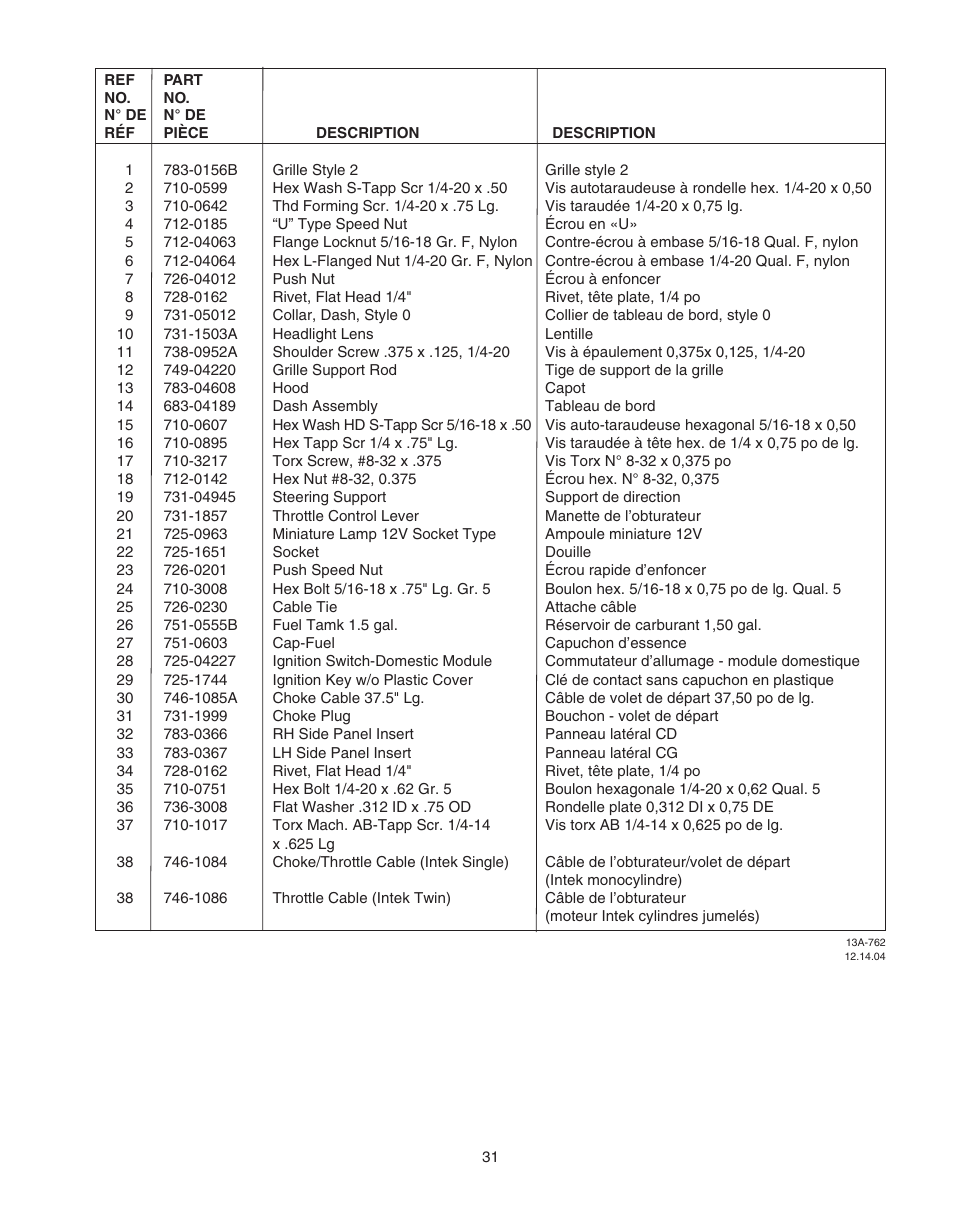 Cub Cadet WLT538 User Manual | Page 31 / 47