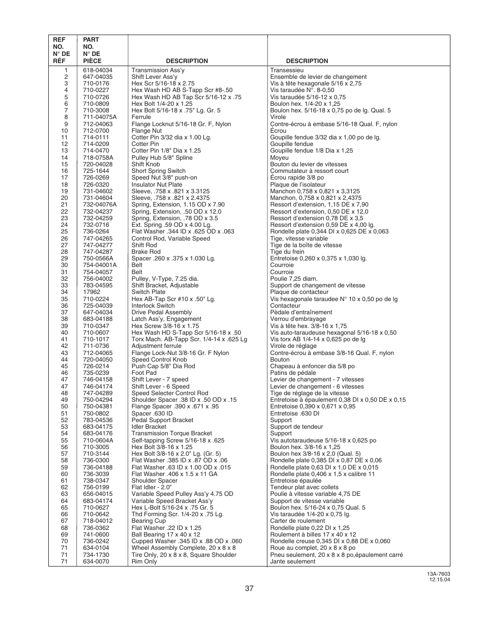 Cub Cadet WLT538 User Manual | Page 37 / 47