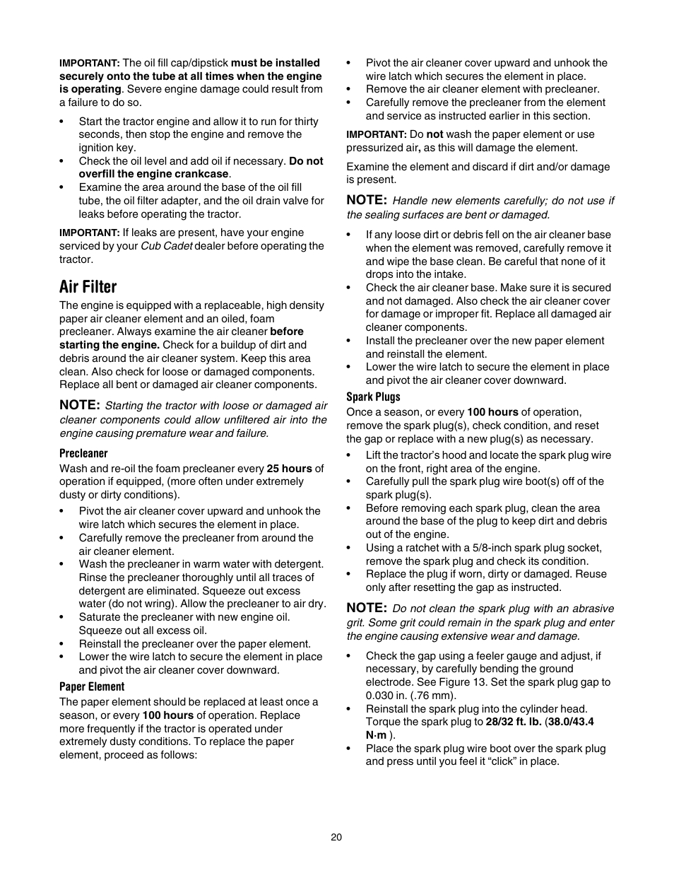 Air filter | Cub Cadet GT1554 User Manual | Page 20 / 36