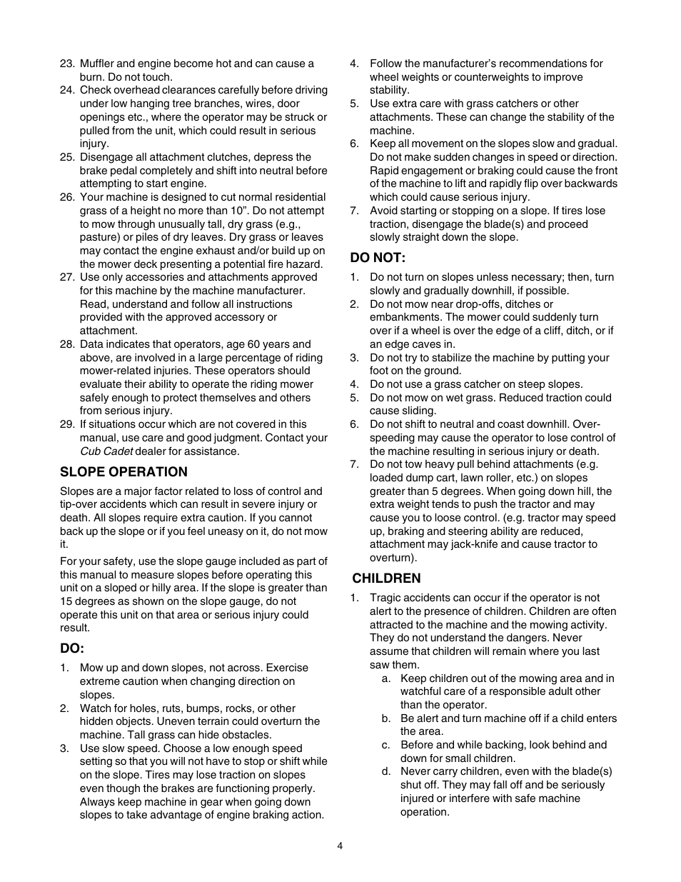 Cub Cadet GT1554 User Manual | Page 4 / 36