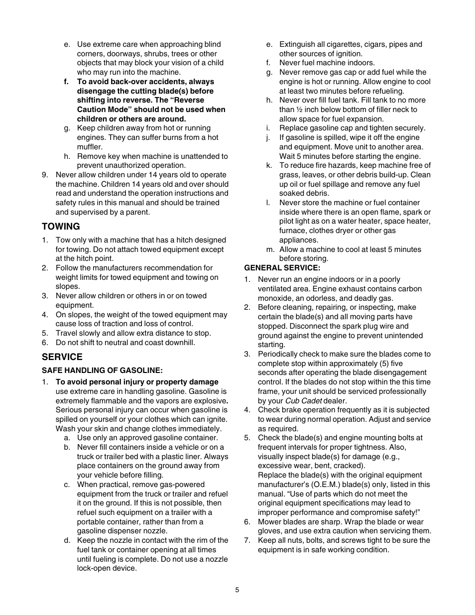 Cub Cadet GT1554 User Manual | Page 5 / 36