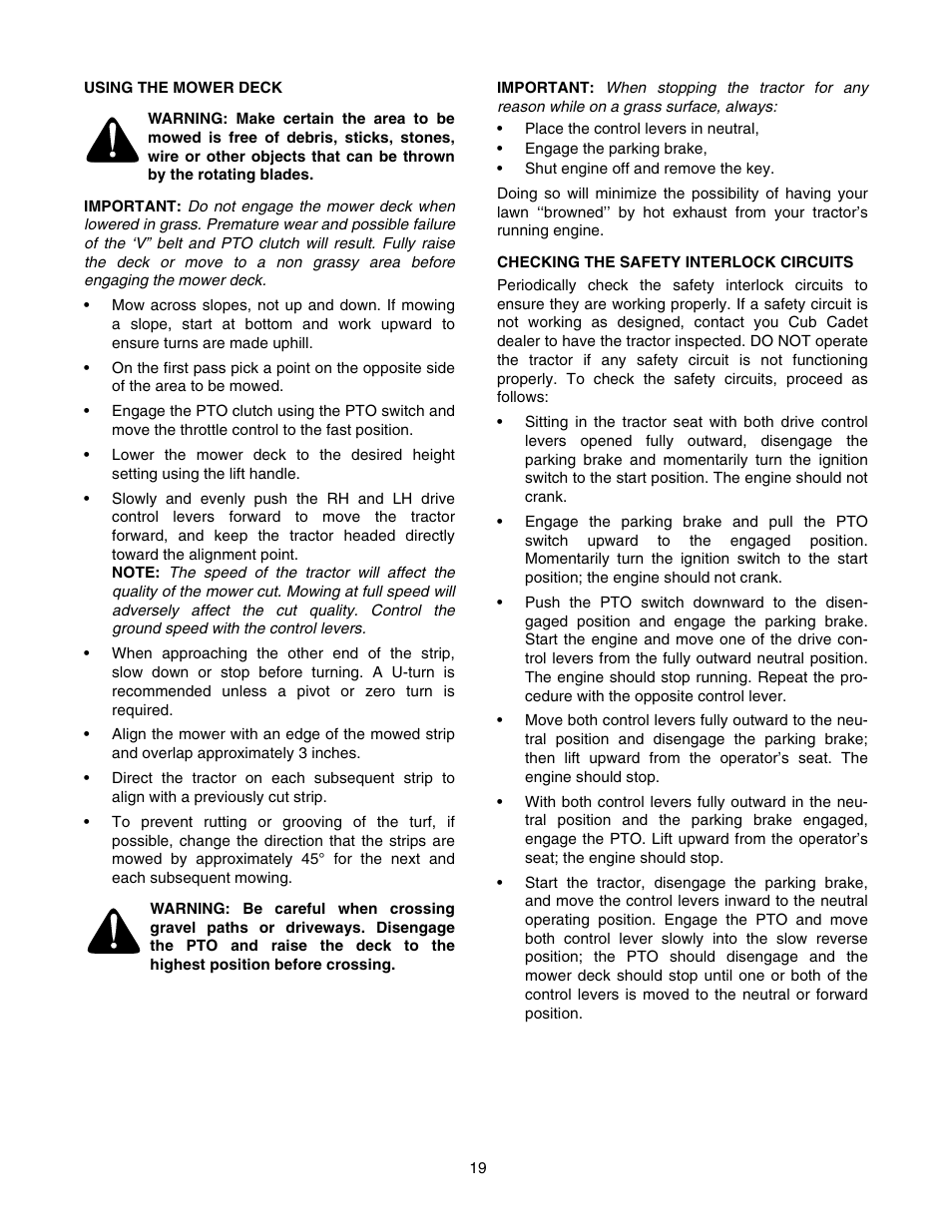 Cub Cadet RZT 42 User Manual | Page 19 / 36