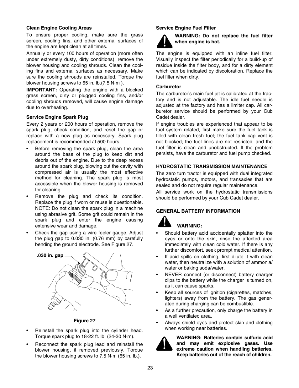 Cub Cadet RZT 42 User Manual | Page 23 / 36