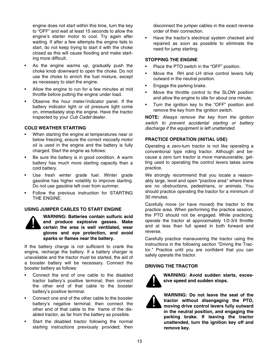 Cub Cadet RZT 54 User Manual | Page 15 / 56