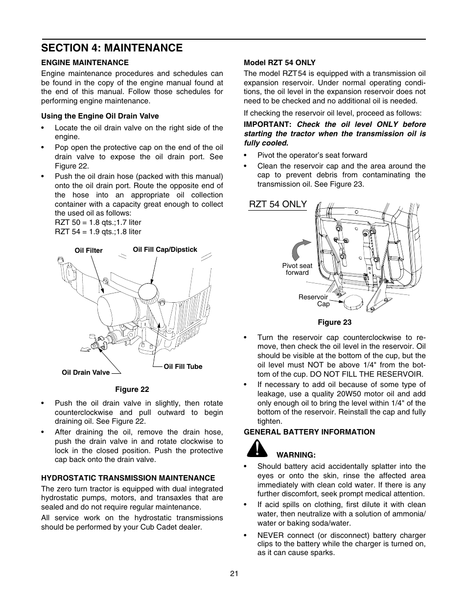 Cub Cadet RZT 54 User Manual | Page 21 / 56