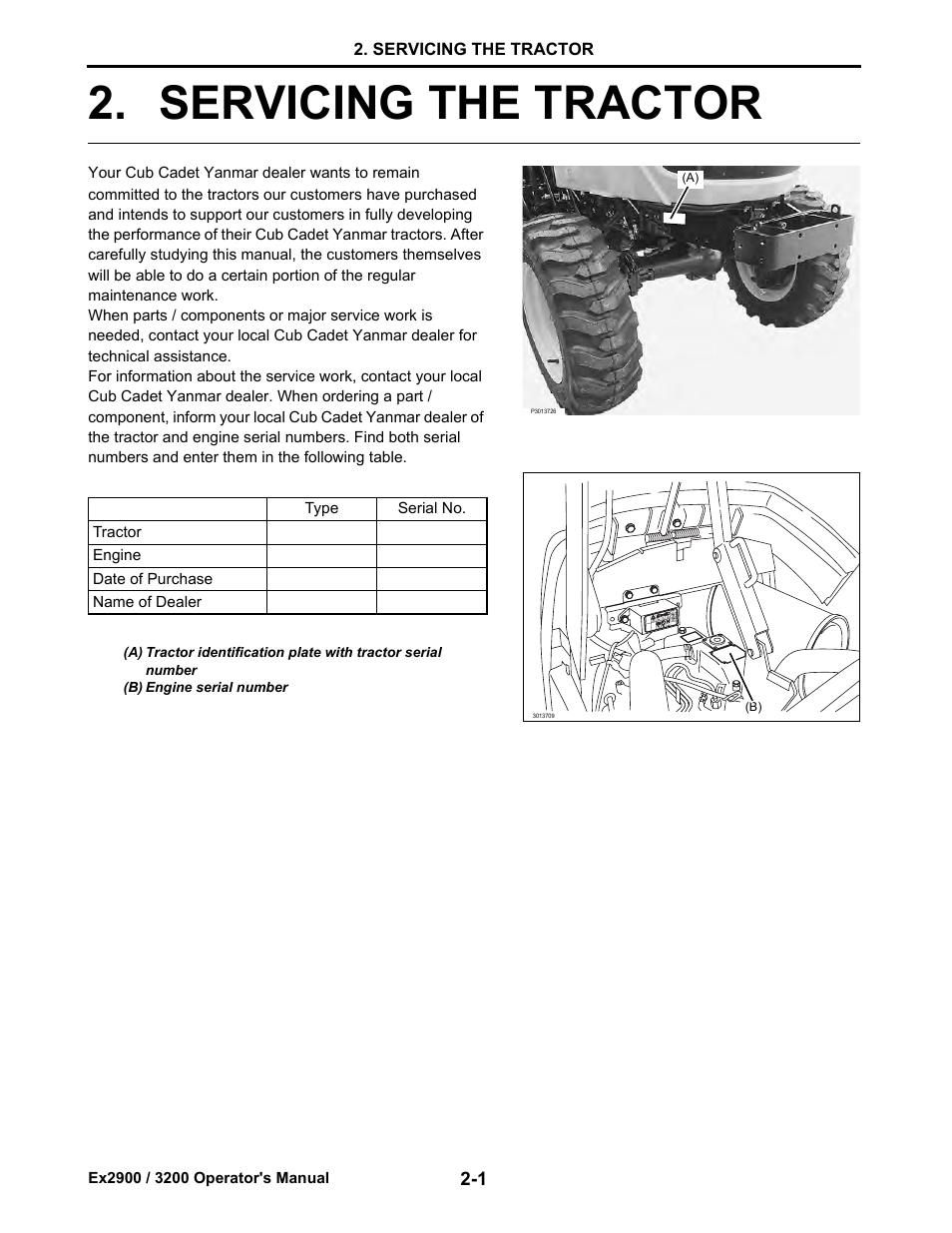 Servicing the tractor, Servicing the tractor -1 | Cub Cadet Ex2900 User Manual | Page 24 / 134