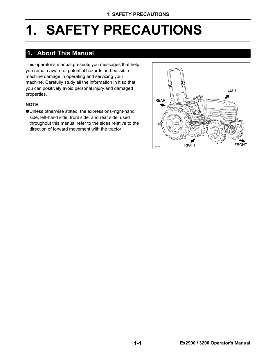 Safety precautions, About this manual, About this manual -1 | Safety precautions -1 | Cub Cadet Ex2900 User Manual | Page 9 / 134
