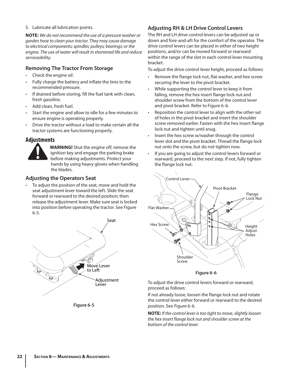 Adjustments | Cub Cadet RZT54 User Manual | Page 22 / 36