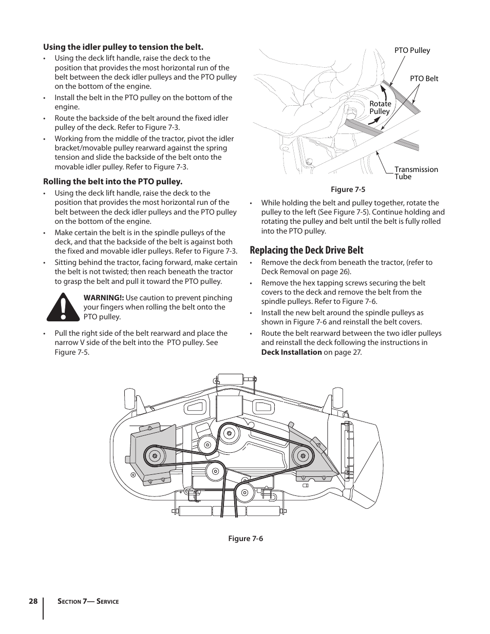 Replacing the deck drive belt | Cub Cadet RZT54 User Manual | Page 28 / 36
