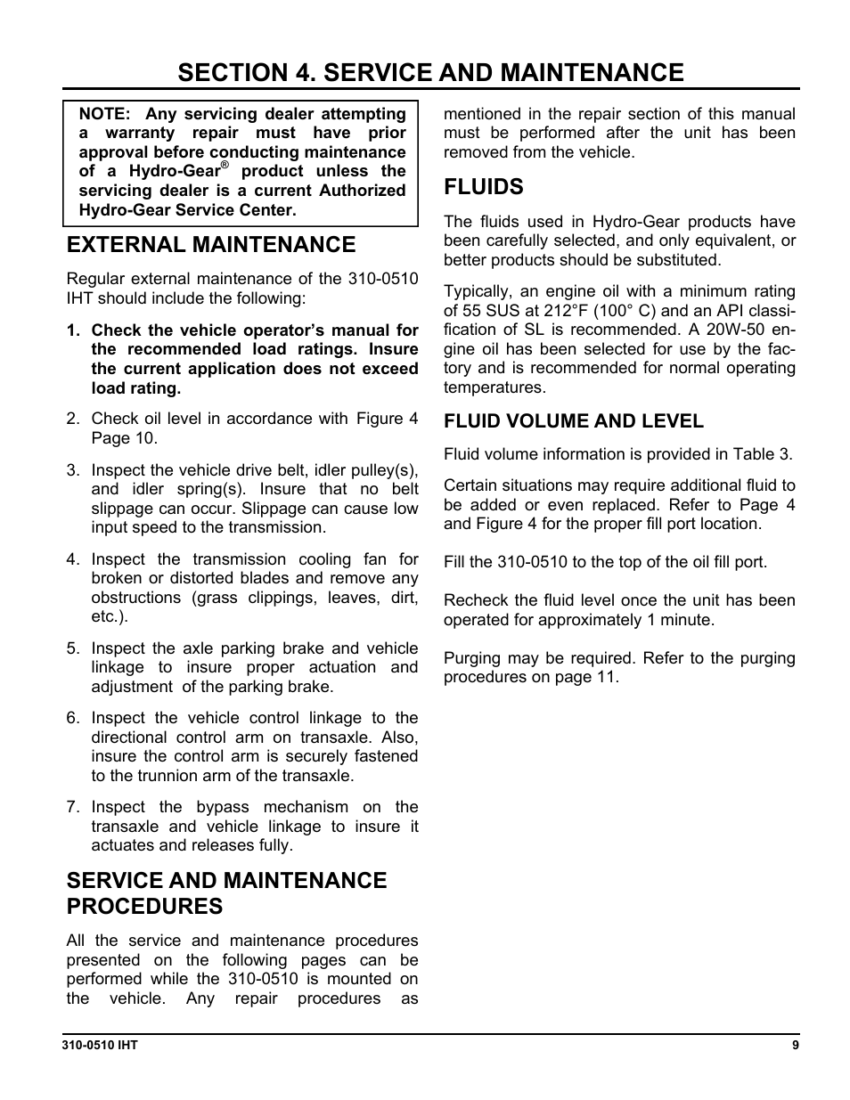 External maintenance, Service and maintenance procedures, Fluids | Cub Cadet SLTX1000 Series User Manual | Page 247 / 278