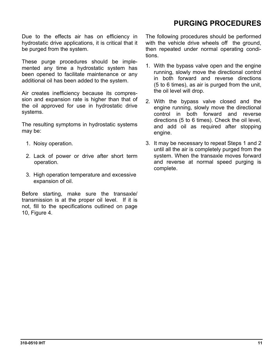 Purging procedures | Cub Cadet SLTX1000 Series User Manual | Page 249 / 278