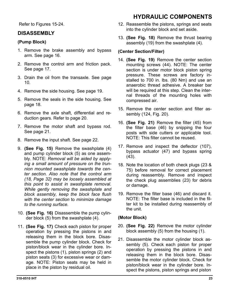 Hydraulic components | Cub Cadet SLTX1000 Series User Manual | Page 261 / 278