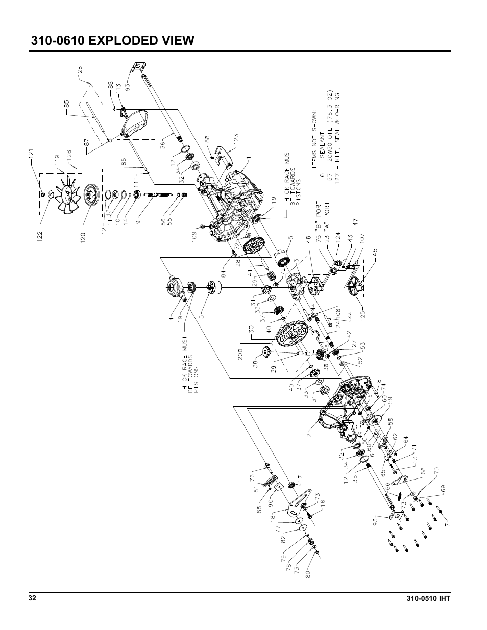 0610 exploded view | Cub Cadet SLTX1000 Series User Manual | Page 270 / 278