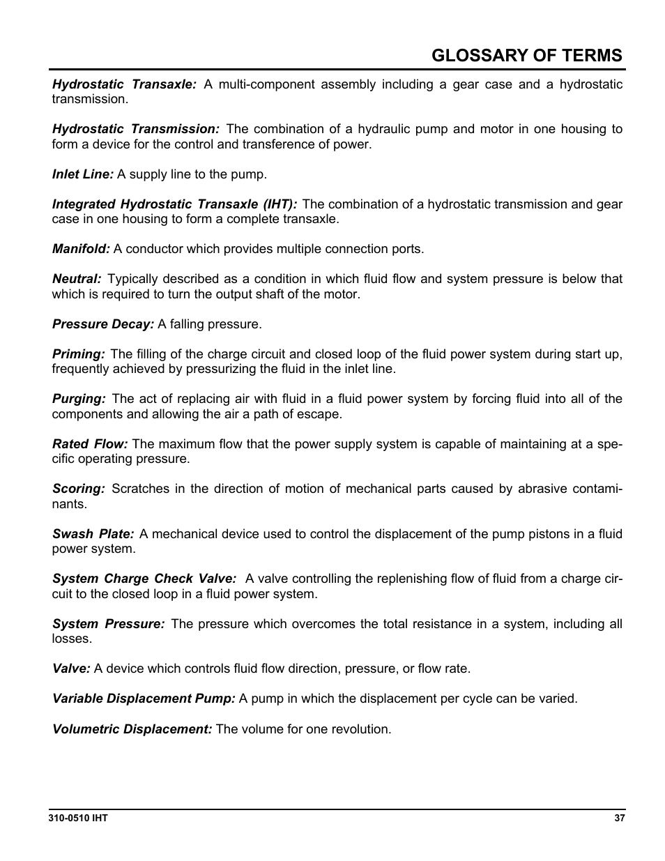 Glossary of terms | Cub Cadet SLTX1000 Series User Manual | Page 275 / 278