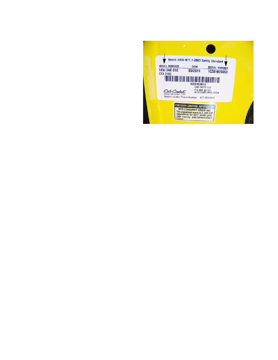 Model and serial numbers | Cub Cadet 2000 Series User Manual | Page 10 / 194