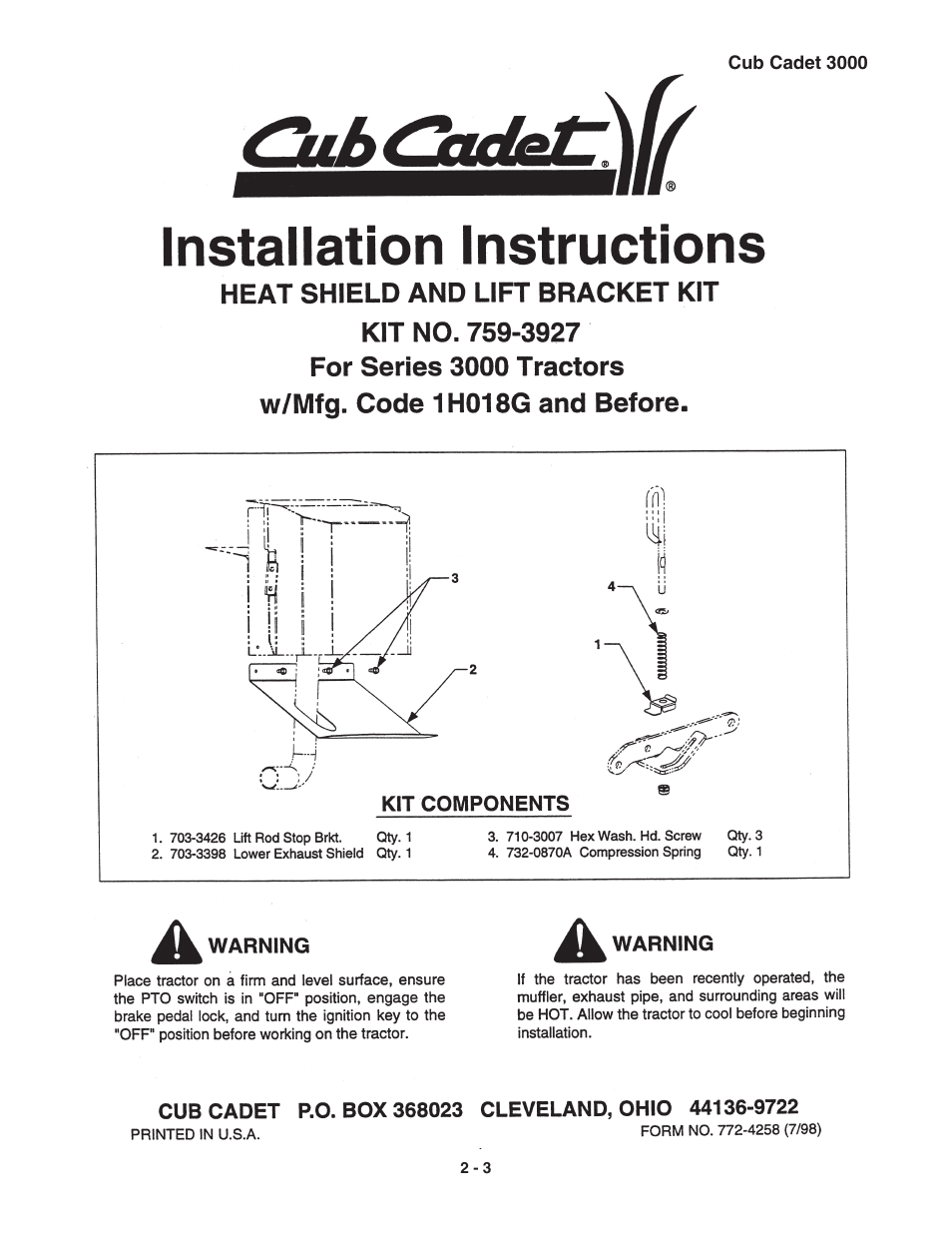 Cub Cadet 3000 Series User Manual | Page 11 / 133