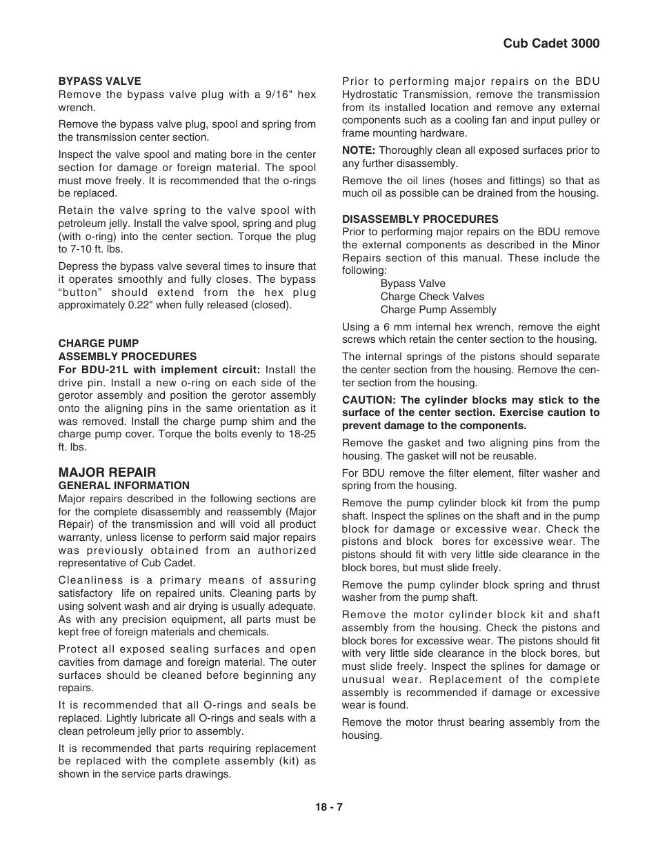 Cub Cadet 3000 Series User Manual | Page 128 / 133