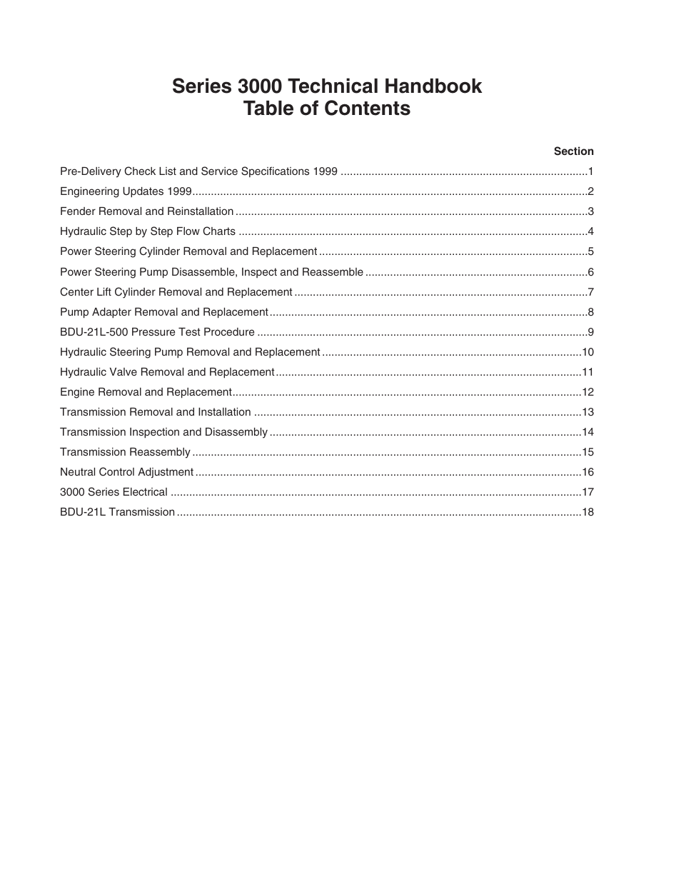 Series 3000 technical handbook table of contents | Cub Cadet 3000 Series User Manual | Page 2 / 133