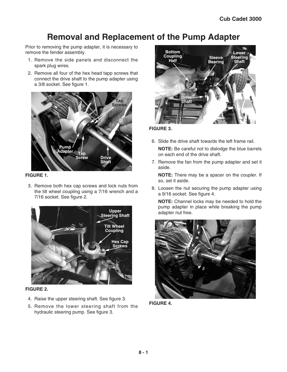 Removal and replacement of the pump adapter | Cub Cadet 3000 Series User Manual | Page 55 / 133