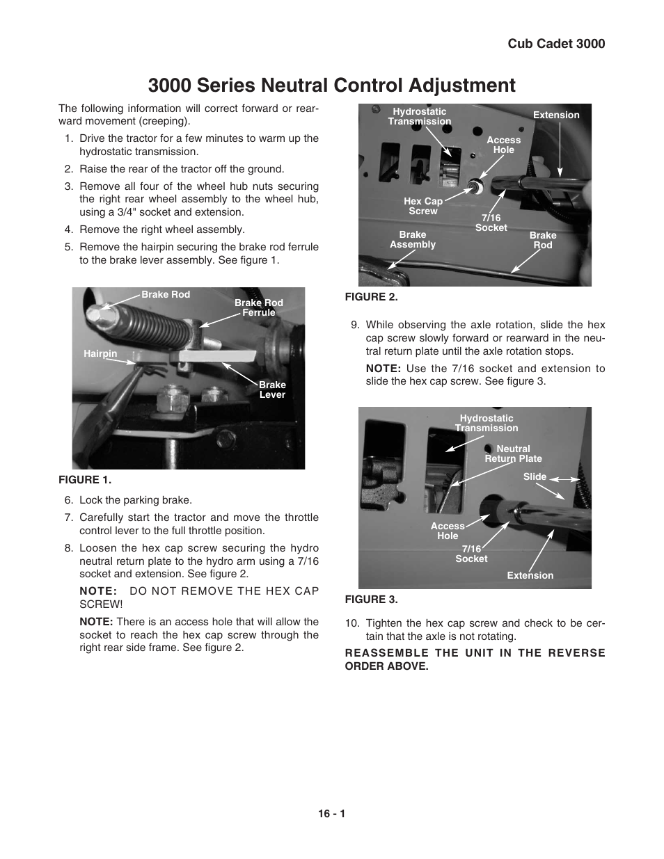 3000 series neutral control adjustment | Cub Cadet 3000 Series User Manual | Page 78 / 133