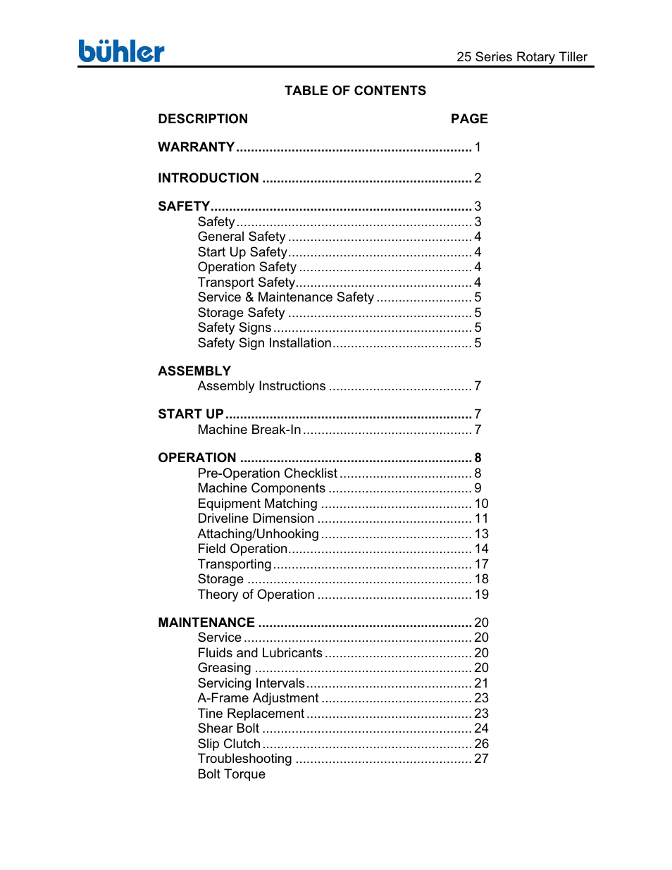 Buhler 25 Series User Manual | Page 3 / 44