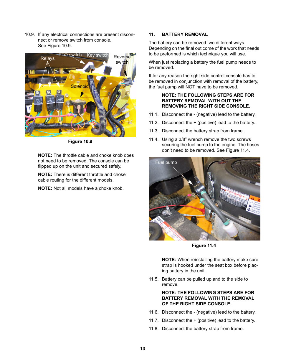 Battery removal | Cub Cadet RZT 22 User Manual | Page 17 / 30