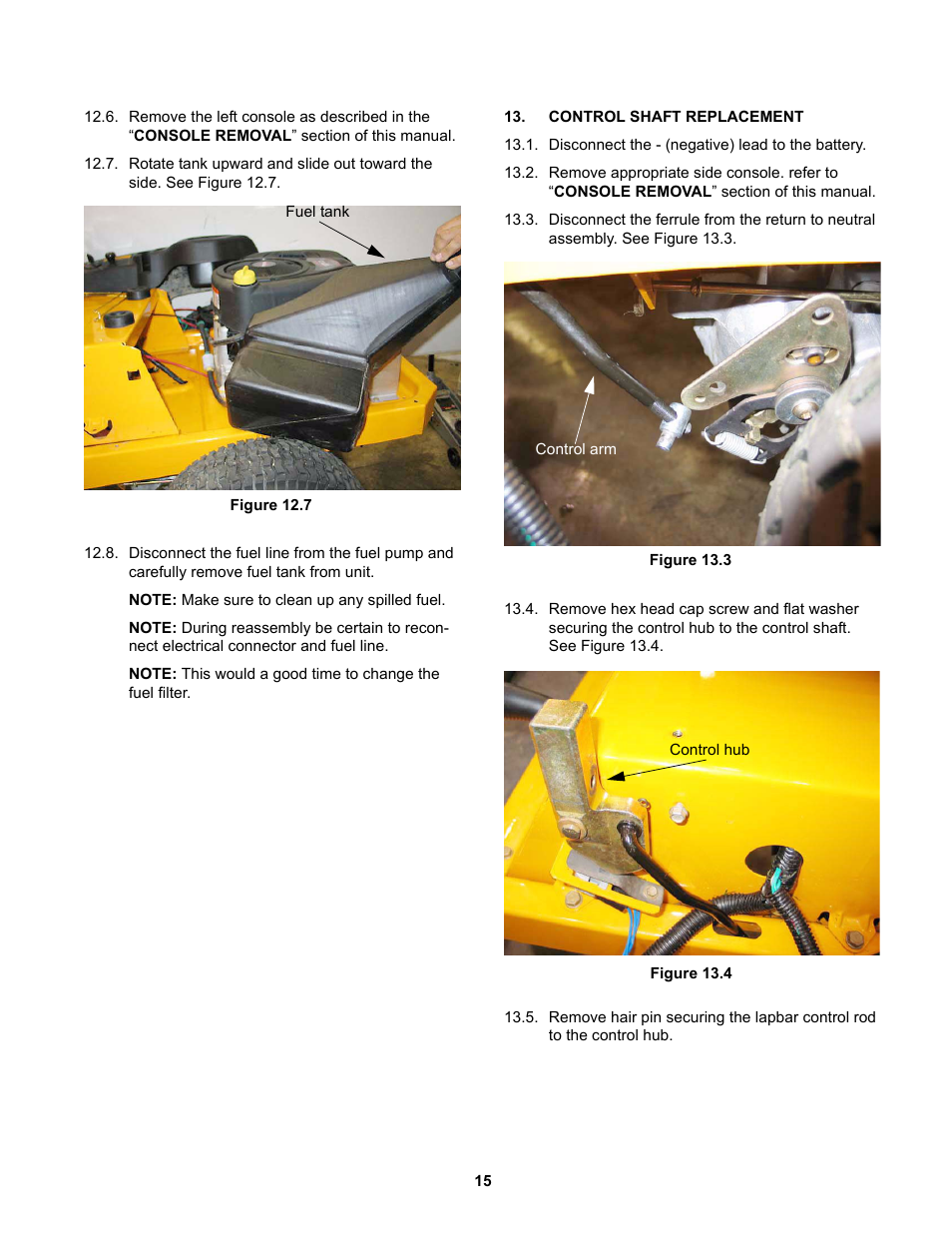 Control shaft replacement | Cub Cadet RZT 22 User Manual | Page 19 / 30