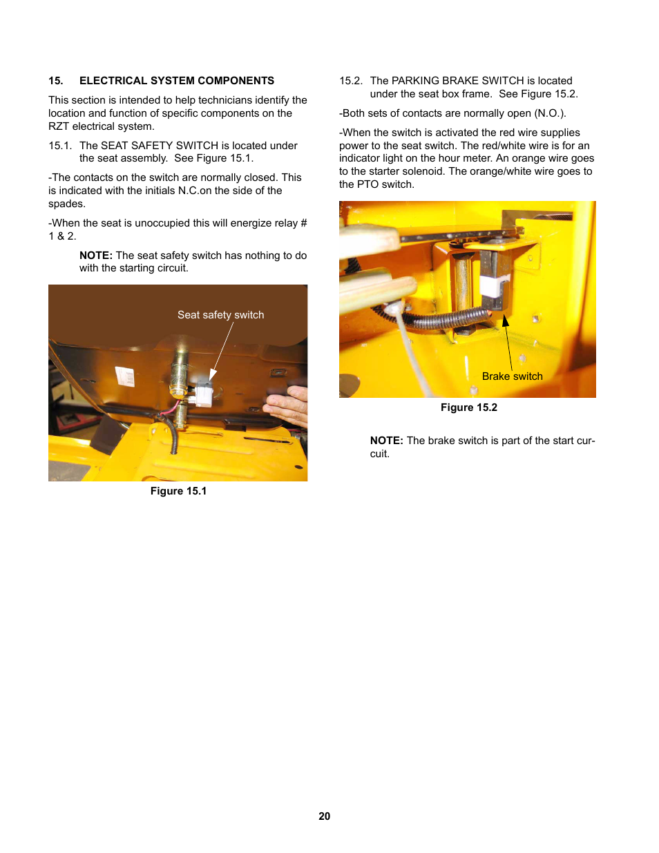 Electrical system components | Cub Cadet RZT 22 User Manual | Page 24 / 30